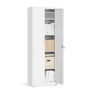 Multi-Purpose Metal Cabinet Adjustable Shelves Grey White