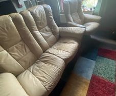 Ekornes Stressless Beige Leather 3-Seater Recliner Sofa Matching Armchair Made in Norway