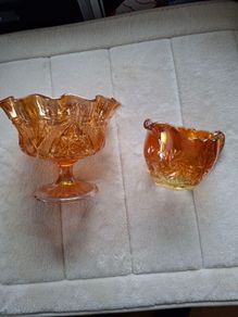 Carnival Glass 1950's Sugar Bowl and Milk Jug