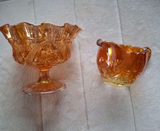 Carnival Glass 1950's Sugar Bowl and Milk Jug