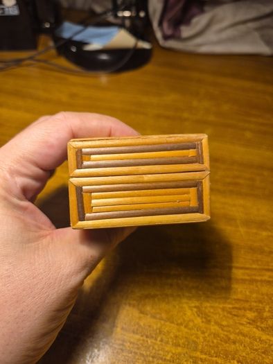 Bamboo & Wicker Small Trinket Box with Burned in Floral Design