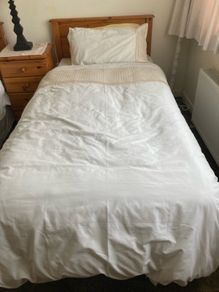 Single Beds x 2 with New Mattresses and Pine Headboards