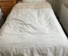 Single Beds x 2 with New Mattresses and Pine Headboards