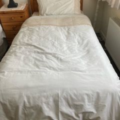 Single Beds x 2 with New Mattresses and Pine Headboards