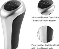 6 Speed Manual Shift Knob Head for BMW Black Matte Silver Tone