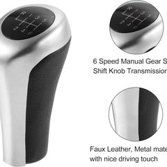 6 Speed Manual Shift Knob Head for BMW Black Matte Silver Tone