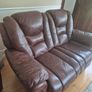 Brown two seater leather recliner Image 2