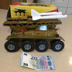 Vintage Tin Toy Joustra Friction Power Rocket Launcher Tank
