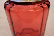 Vintage ruby glass jar and silver lid