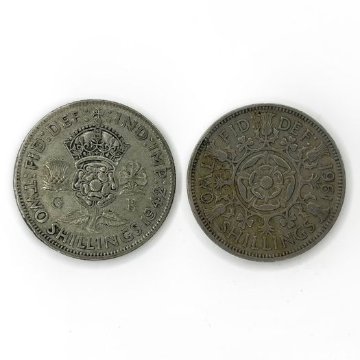 2x UK Florins - 1942 Silver & 1961 - Two Shillings Pre-Decimal Coins
