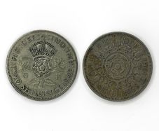 2x UK Florins - 1942 Silver & 1961 - Two Shillings Pre-Decimal Coins
