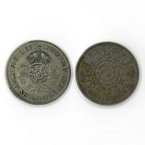 2x UK Florins - 1942 Silver & 1961 - Two Shillings Pre-Decimal Coins