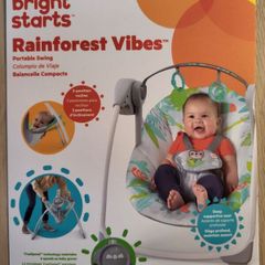 Bright Starts Rainforest Vibes 6-Speed Portable Automatic Baby Swing with Toy Bar - Rainforest Vibes