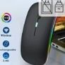 Wireless Bluetooth Rechargeable Mouse With Mouse Pad, Rechargeable, LED, Silent, Ultra-thin Design (Bluetooth 5.2 and 2.4GHz USB Receiver) | Portable Computer Mouse for Laptops, iPads, MacBooks and Apple Devices Image 2