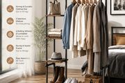 Industrial Clothes Rack with Shelves and Wheels