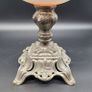 Antique Victorian Oil Lamp cast iron base 19th century hand painted glass Image 4