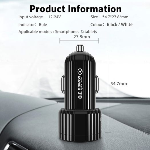 USLION 18W QC 3.0 USB Phone Small Car Quick Charger (Brand New/Warranty)