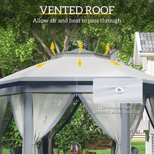 3 x 4m Gazebo with Curtains Metal Frame Water and UV-resistant