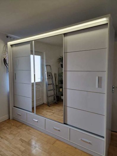 Sliding Doors Wardrobe S 253cm LED - White