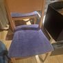 Set of 4 Wooden Dining Chairs Blue Suede-Effect Seats Image 2