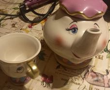 disney beauty and the beast teapot and cup set