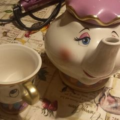 disney beauty and the beast teapot and cup set