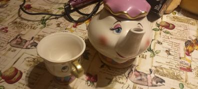 disney beauty and the beast teapot and cup set