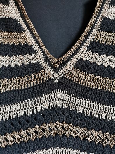 Karen Millen Knitted A-line Crochet Striped Dress UK 12