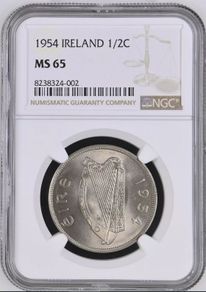 Ireland 1954 | Half Crown | Irish 2s6d | Horse | KM.16a | MS65