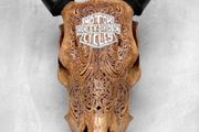 Hand-Carved Harley-Davidson Cow Skull (58cm,3kg) - Bone