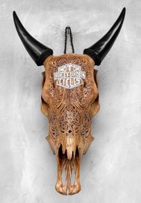 Hand-Carved Harley-Davidson Cow Skull (58cm,3kg) - Bone