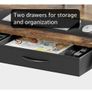 Standing Desk, Electric Height Adjustable Desk with 3 AC Outlets & 2 USB Ports, 120 x 60 cm Stand Up Desk with 2 Drawers Image 9