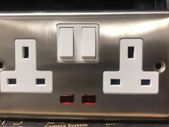 Brushed Steel Socket 2 Gang with Neon