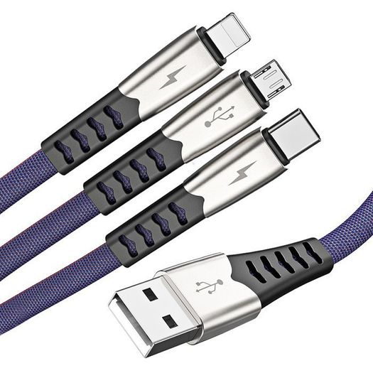 New 1.2m Premium Fast 3 in 1 for iPhone Type C Micro USB Cable Charger #912