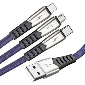 New 1.2m Premium Fast 3 in 1 for iPhone Type C Micro USB Cable Charger #912