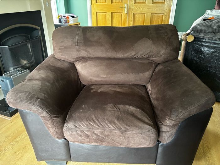 armchair dark brown mixed fabric
