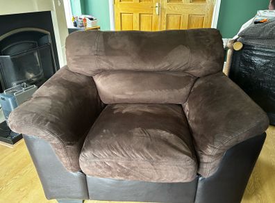 armchair dark brown mixed fabric