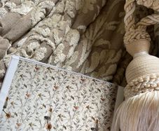 Designer Guild Heavy Linen and Velvet Interlined Curtains 110"w x 84"d