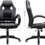 Racing Sport Office Chair with Tilt Function Computer Desk Swivel Chair PU Black OBG56BUK, 77x66x107-117) cm Image 3