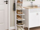 Shoe storage  narrow with 6 levels white shelves rack
