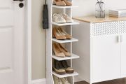 Shoe storage  narrow with 6 levels white shelves rack
