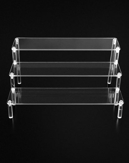 3 Tier Clear Acrylic Display Stand Retail Riser for Pop Figures, Cupcake, Dessert, Perfume, Nail Polish, Condiment, 30x21x15cm