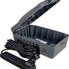 Masterplug WBXBFG10B-MP Weatherproof Electric Box for Outdoors with Four Socket 10 Metre Extension Lead, 351 x 220 x 126.5 mm, Dark Grey
