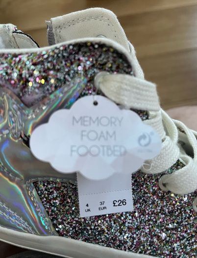 Next BNWT Unicorn Glitter Hi top Shoe size 4/37