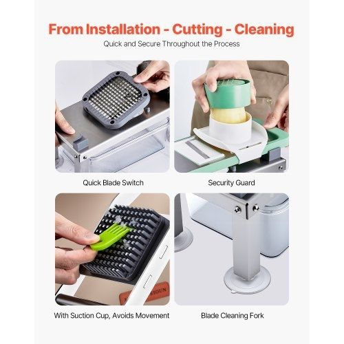 Vegetable Chopper Mandoline Slicer, All-in-1 Food Veggie Cutter with 9 Stainless Steel Blades, Cheese Grater Onion Potato Dicer with Container,Salad Spiralizer Kitchen Gadgets&Essentials