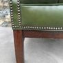 George III Style Deep Button Green Leather Wingback Armchair. Image 4