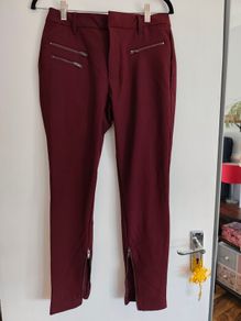 Gap burgundy skinny trousers, zip details, size 8