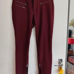 Gap burgundy skinny trousers, zip details, size 8