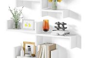 Floating Shelves for Wall Set of 5, Wooden Wall Shelves for Wall Decor, Storage White Shelves for Bedroom, Living room, Bathroom, Kitchen Wall Mounted