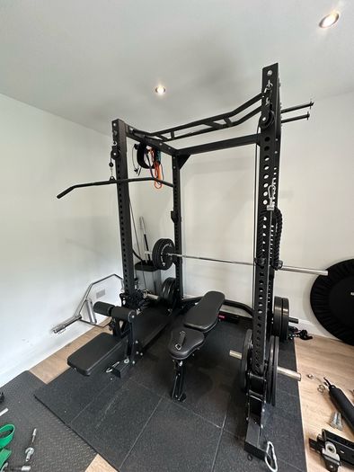 Commercial Power Rack + Jammer Arms + Cable System + Attachments + Flooring